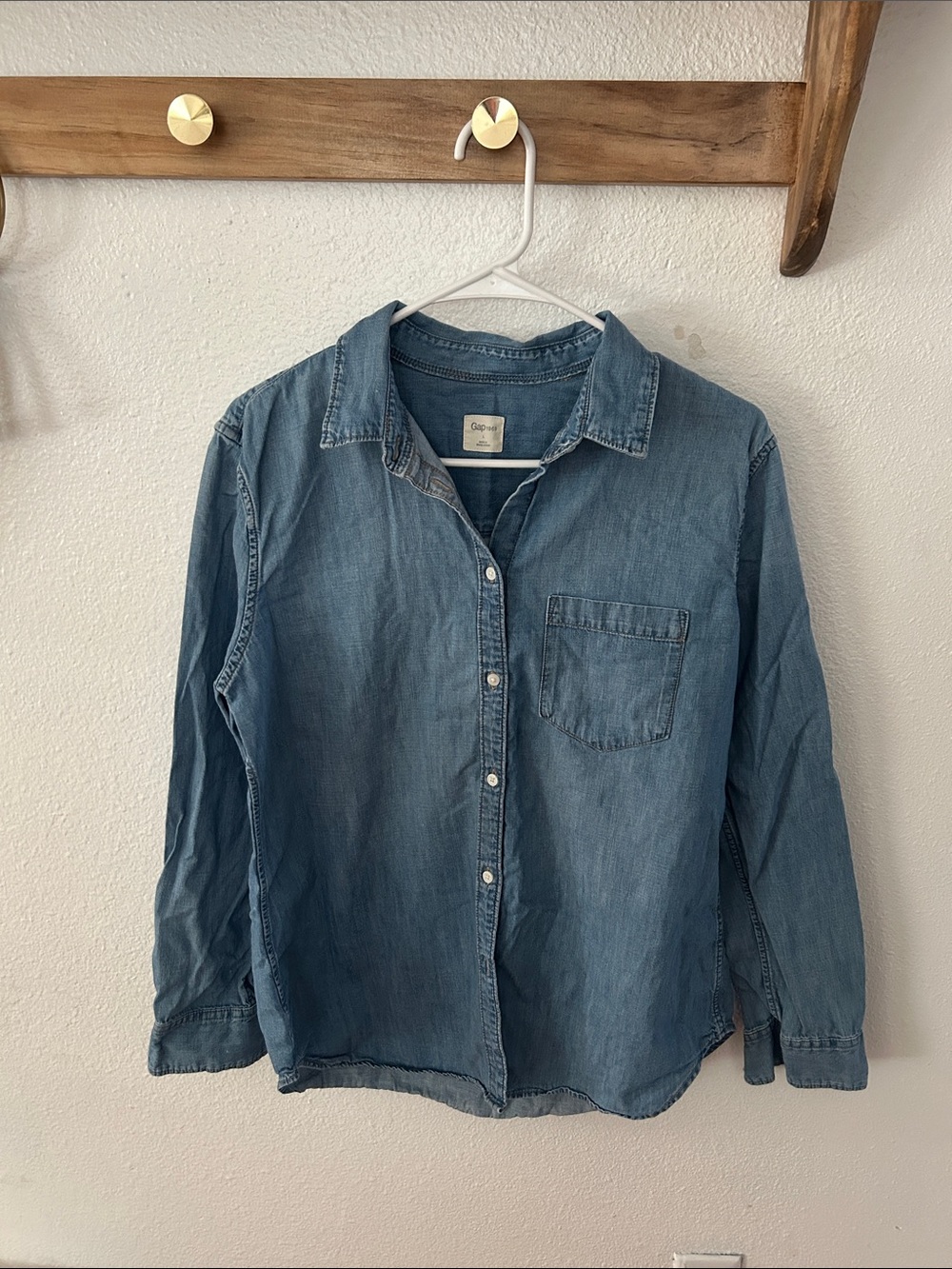 GAP Denim-Style Button Front Shirt - Blue